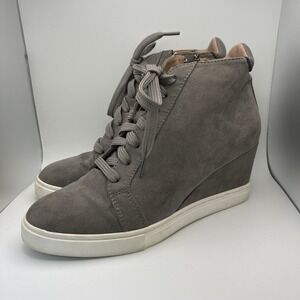 Booties Boots‎ L.Paolo Gray Suede Lace Up Wedge Women's Size 6.5 Sneaker Heels